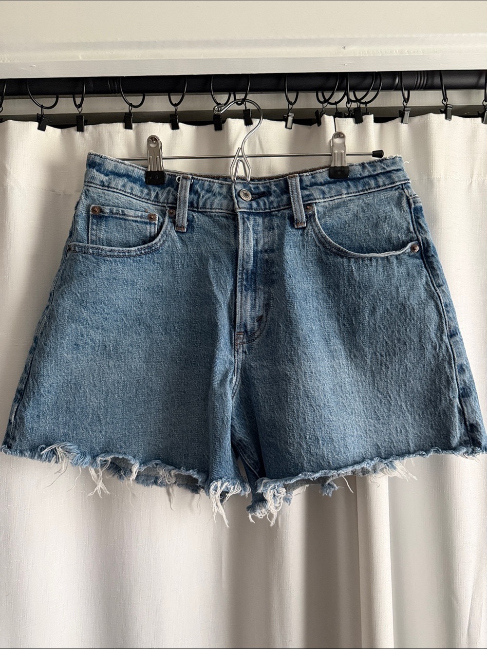 Abercrombie & Fitch High Rise Dad Light Blue Denim Shorts
